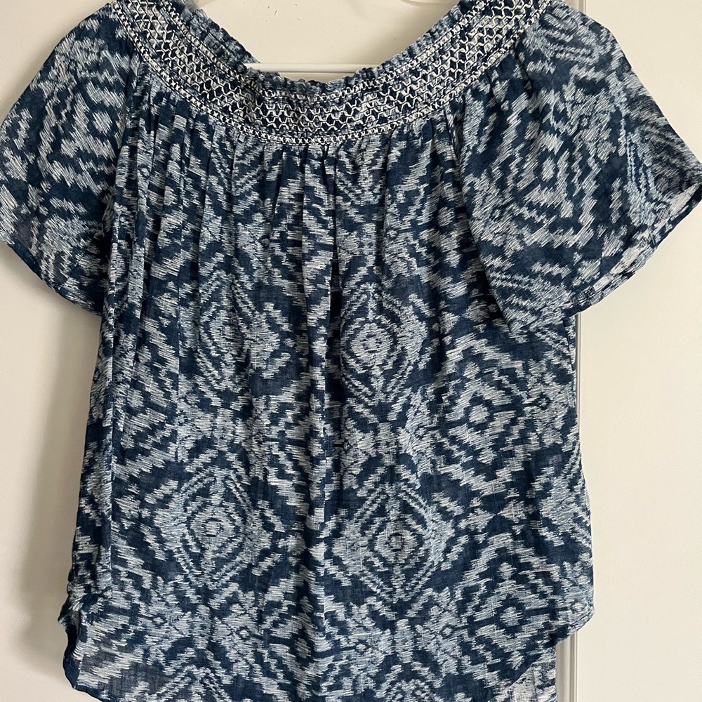 Blue off the shoulder blouse top size medium